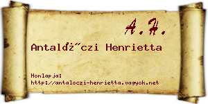 Antalóczi Henrietta névjegykártya